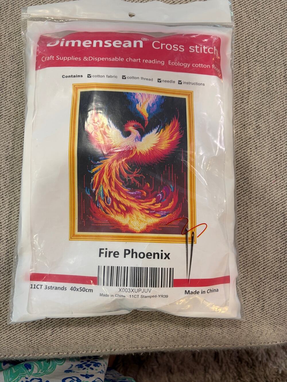 Dimensean Fire Phoenix Stamped Cross Stitch Kit 11CT 40x50cm NEW Sealed